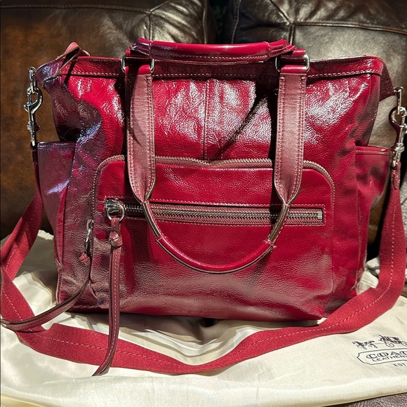 Coach Handbags - ⭐️#16002 Coach Oxblood Patent Leather Versatile Travel/Baby Tote with Change Pad